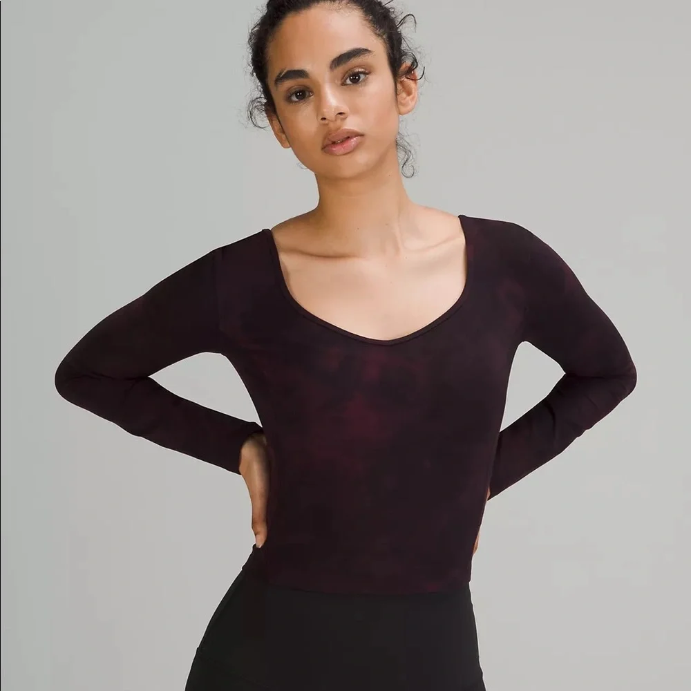 lululemon Align Long Sleeve Shirt DIDC size 6 Diamond dye cassis black - Picture 4 of 8
